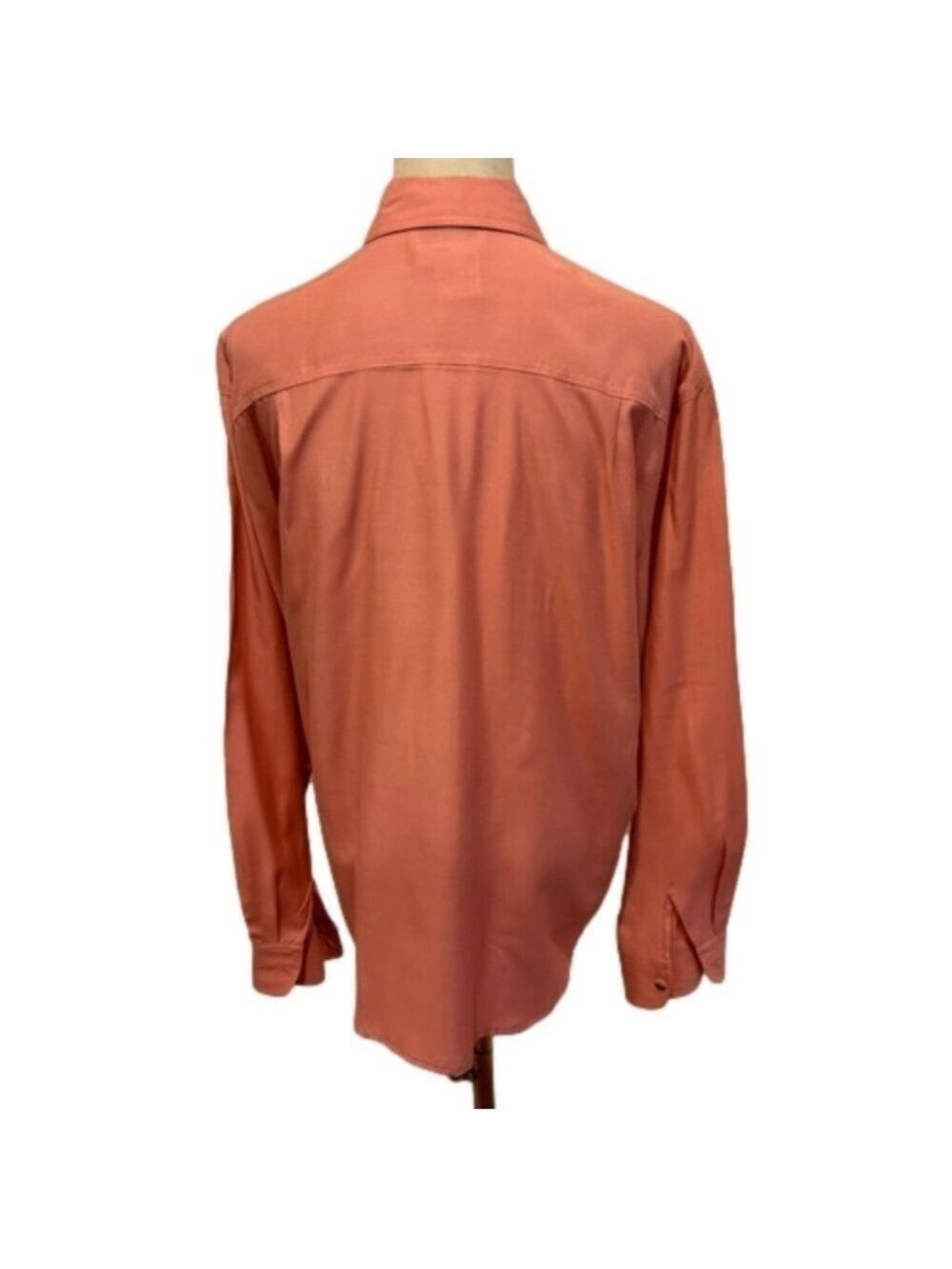 90s SAFARI STYLE BLOUSE LONG SLEEVE CLASSIC & CASUAL BUTTON DOWN PEACH 14 - Picture 4 of 15